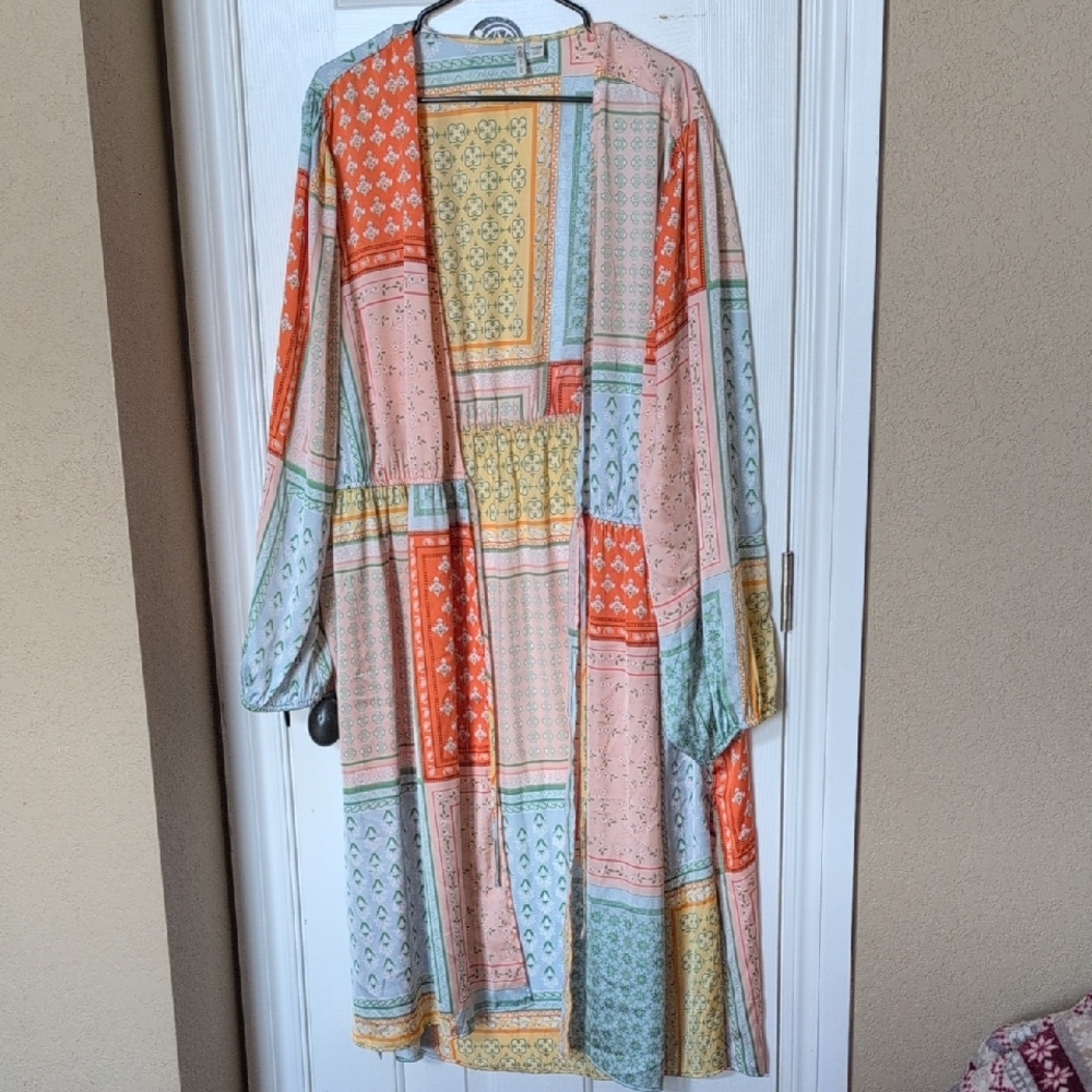 Cato Multi-Color Patchwork Longline Duster - image 1
